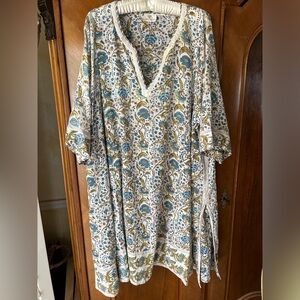 Anukhi Fashion Tunic floral cotton sz L/XL India blockprint